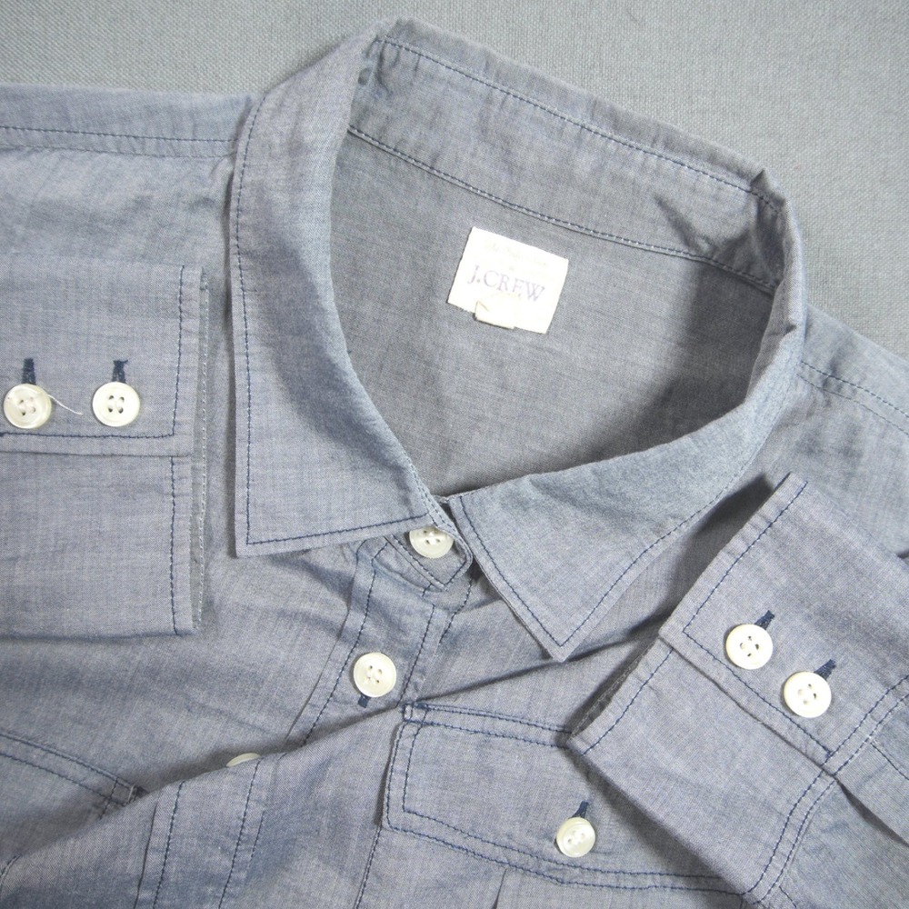 J.Crew The Perfect Shirt Chambray Utility Women Button Down M Prep Coastal